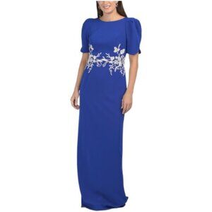 RENE BY RENE RUIZ Short Sleeve Floral Embroidered Applique Gown